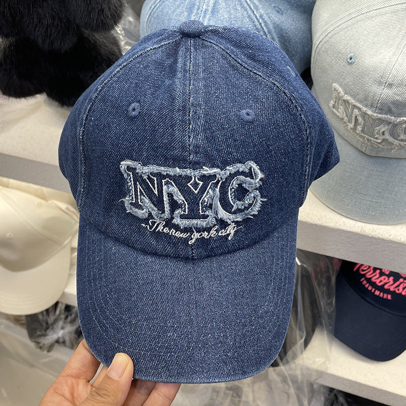 Unisex Distressed Denim Cap mit NYC Stickerei Brehn