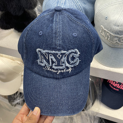 Unisex Distressed Denim Cap mit NYC Stickerei Brehn