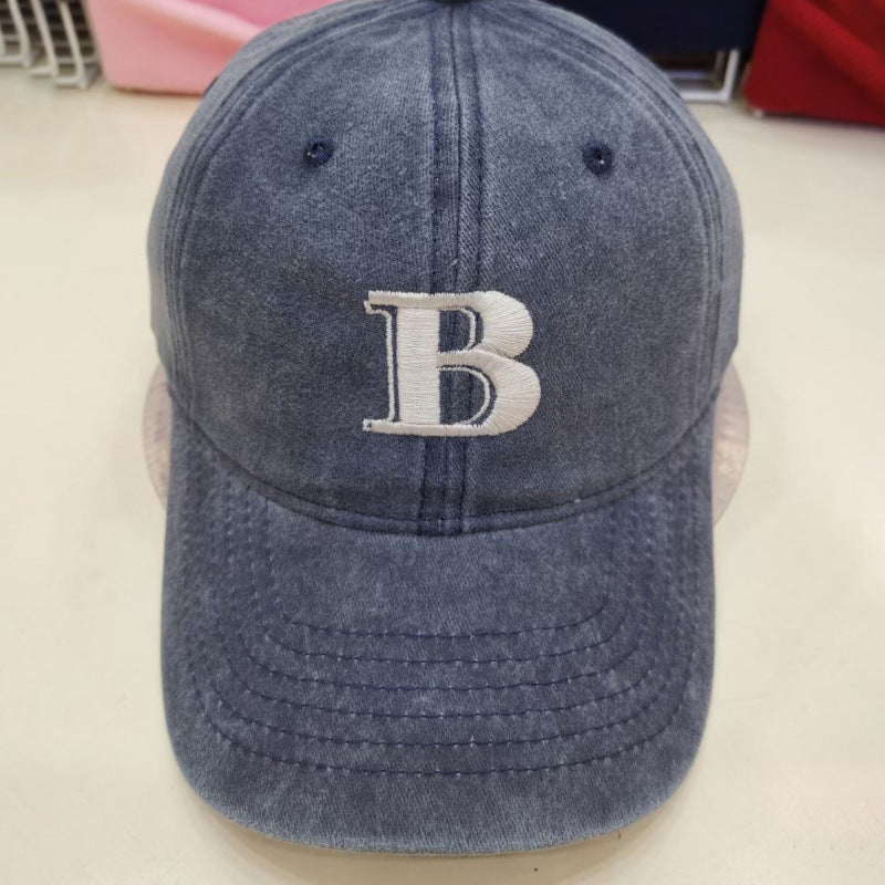 Damen Distressed Baumwoll-Baseballcap mit Buchstabenstickerei Brehn