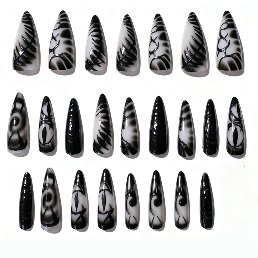 Künstlerisches Stiletto Press-On Nagelset Brehn
