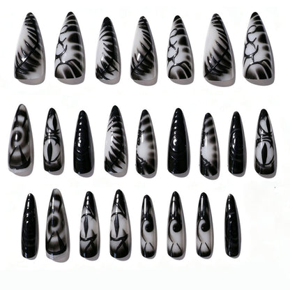 Künstlerisches Stiletto Press-On Nagelset Brehn