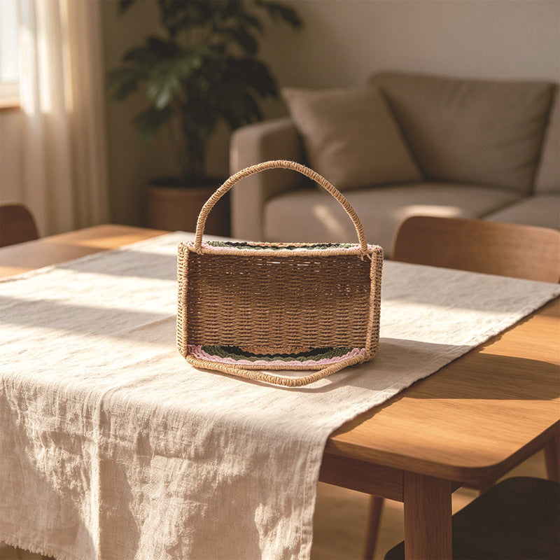 Woven Straw Rainbow Tote Brehn