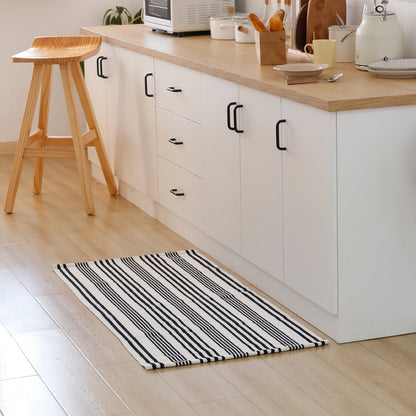 Flachgewebter Kurzläufer im skandinavischen Streifen-Design aus Baumwollmischung Brehn