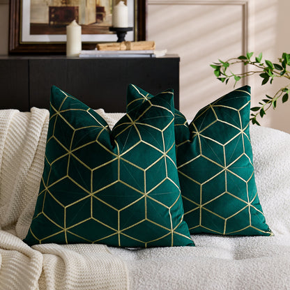 Besticktes Samt Geometrisches Quadrat Wurfkissenbezug mit Metallstich