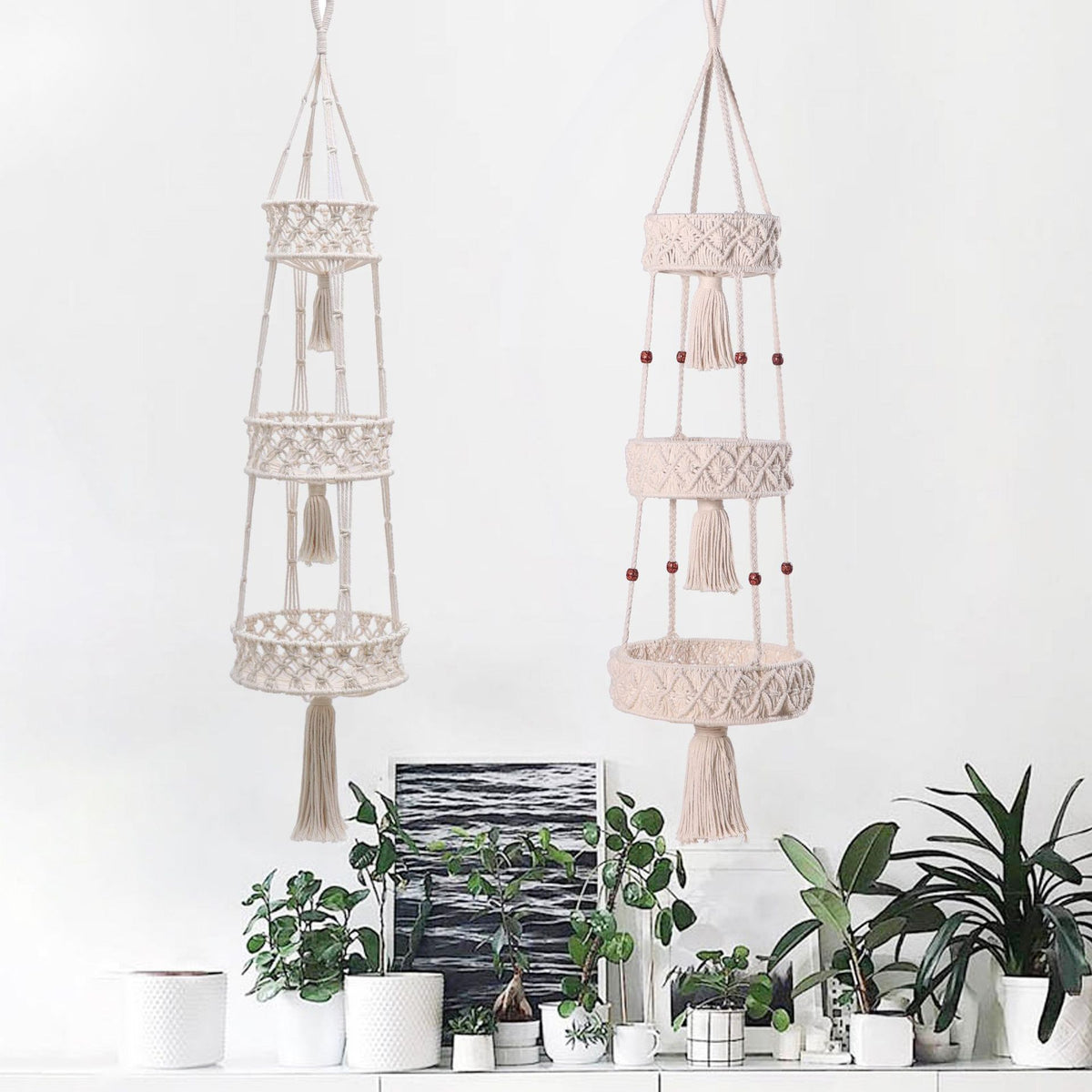 Drei-Tier Macramé Hängender Pflanzenhalter