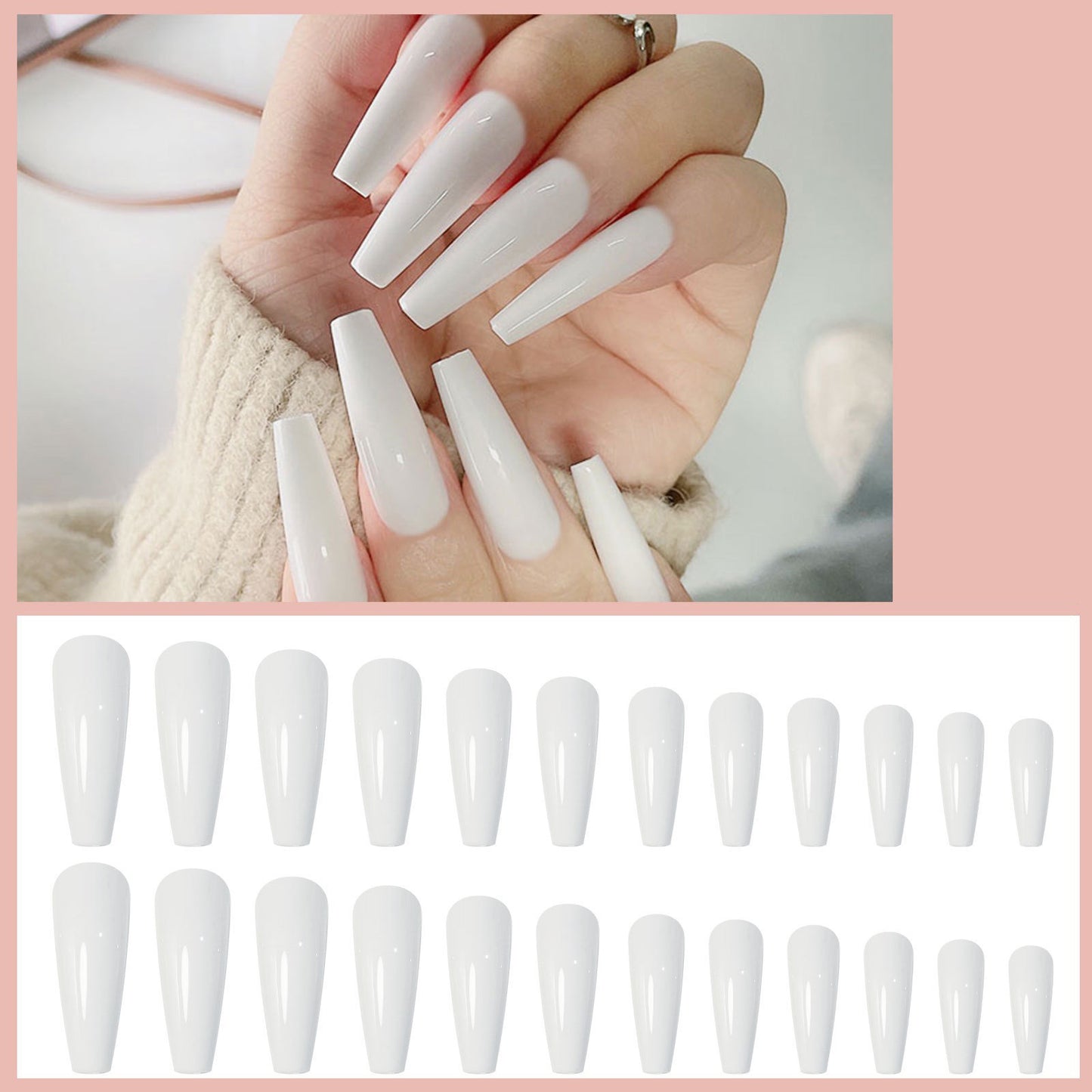 Kunstnagelset mit eleganten Spitzen und glänzendem Finish Brehn