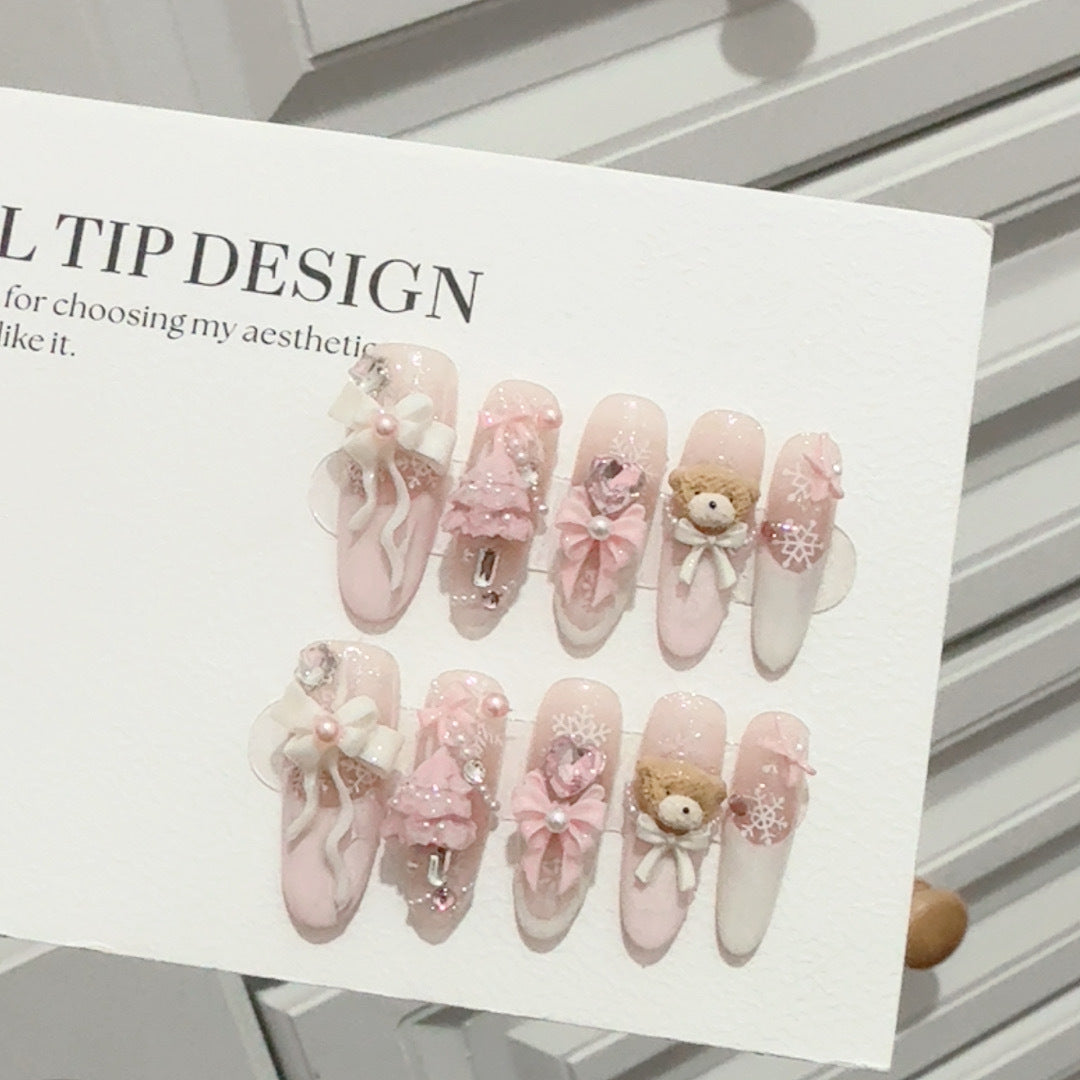 Verspielt Dekorative 3D Druck-On-Nagelset