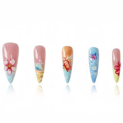 Künstlerisch vom Meer inspiriertes Press-On-Nagelset Brehn