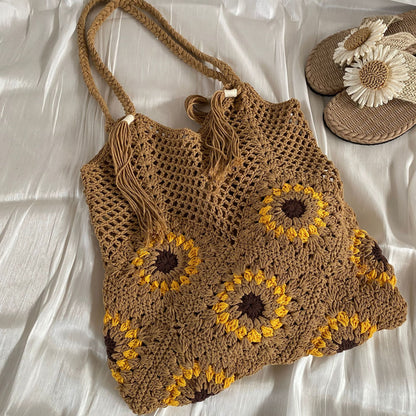 Handgeknüpfte Freizeit-Tasche mit Blumenmuster Brehn