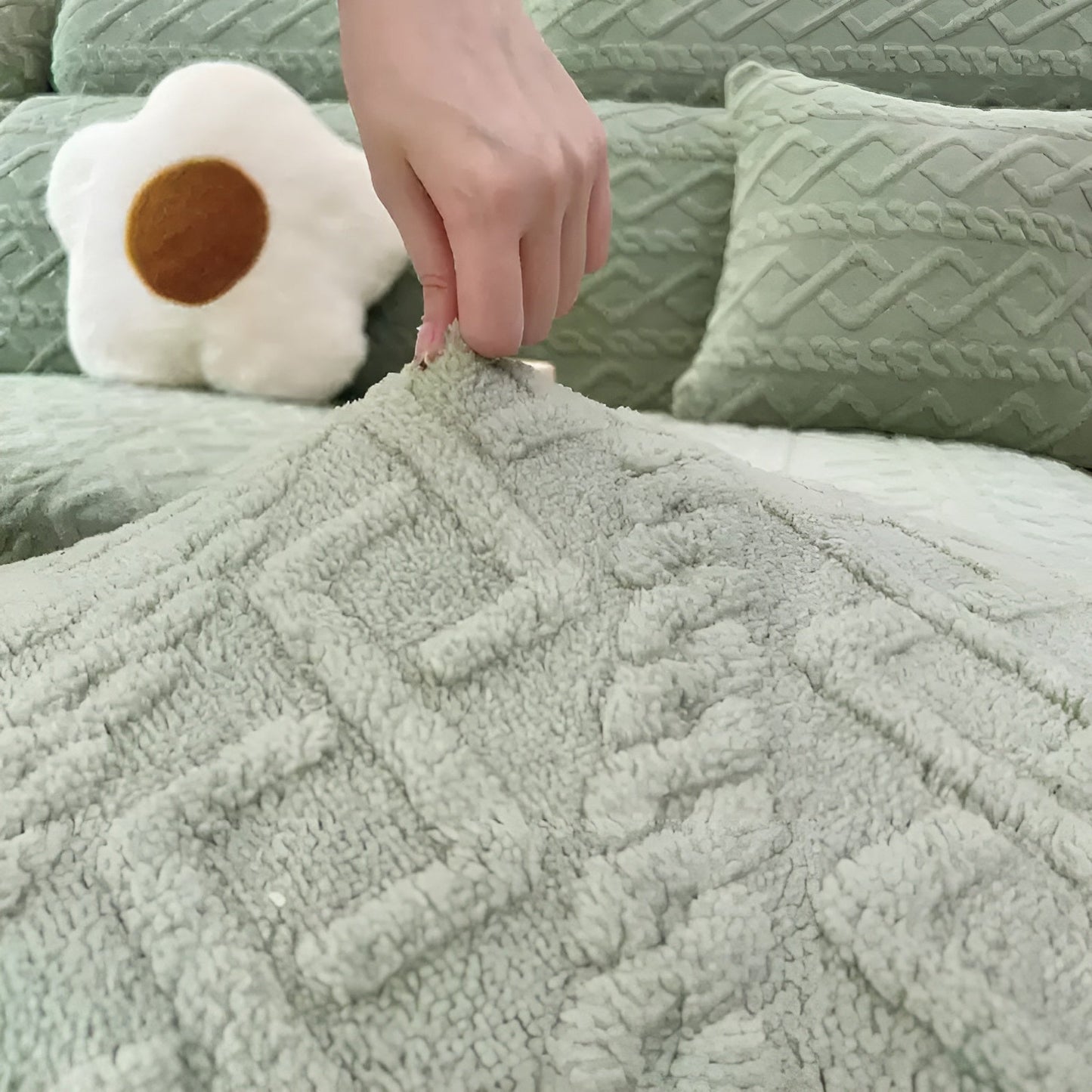 Samt-Sofabezug mit Rautenmuster – Weich & Luxuriös | Passt perfekt auf jedes Sofa