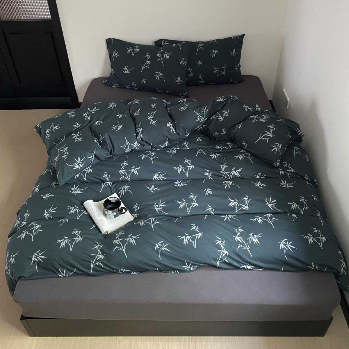 Polka Dot Baumwoll-Percale Bettbezugset mit Eckenbändern