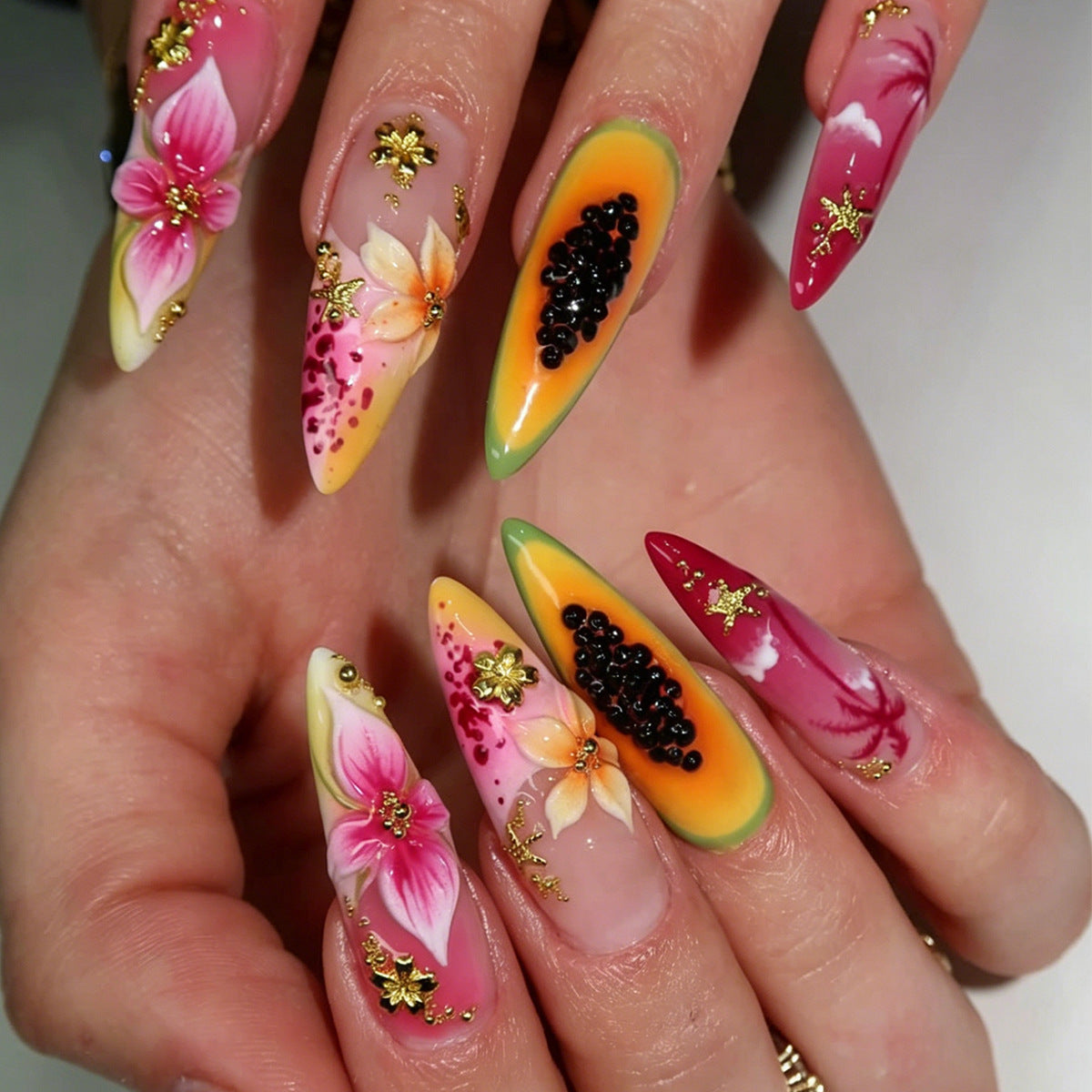 Tropisches Floral Nagelkunstset Brehn