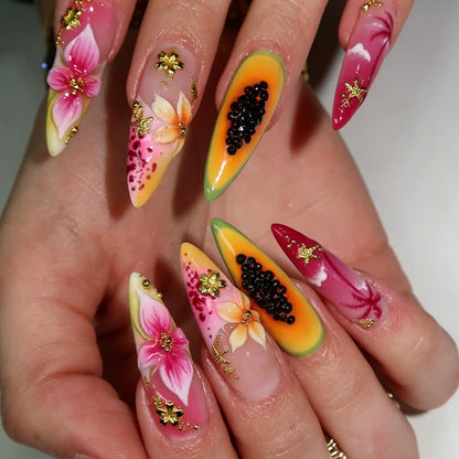 Tropisches Floral Nagelkunstset Brehn