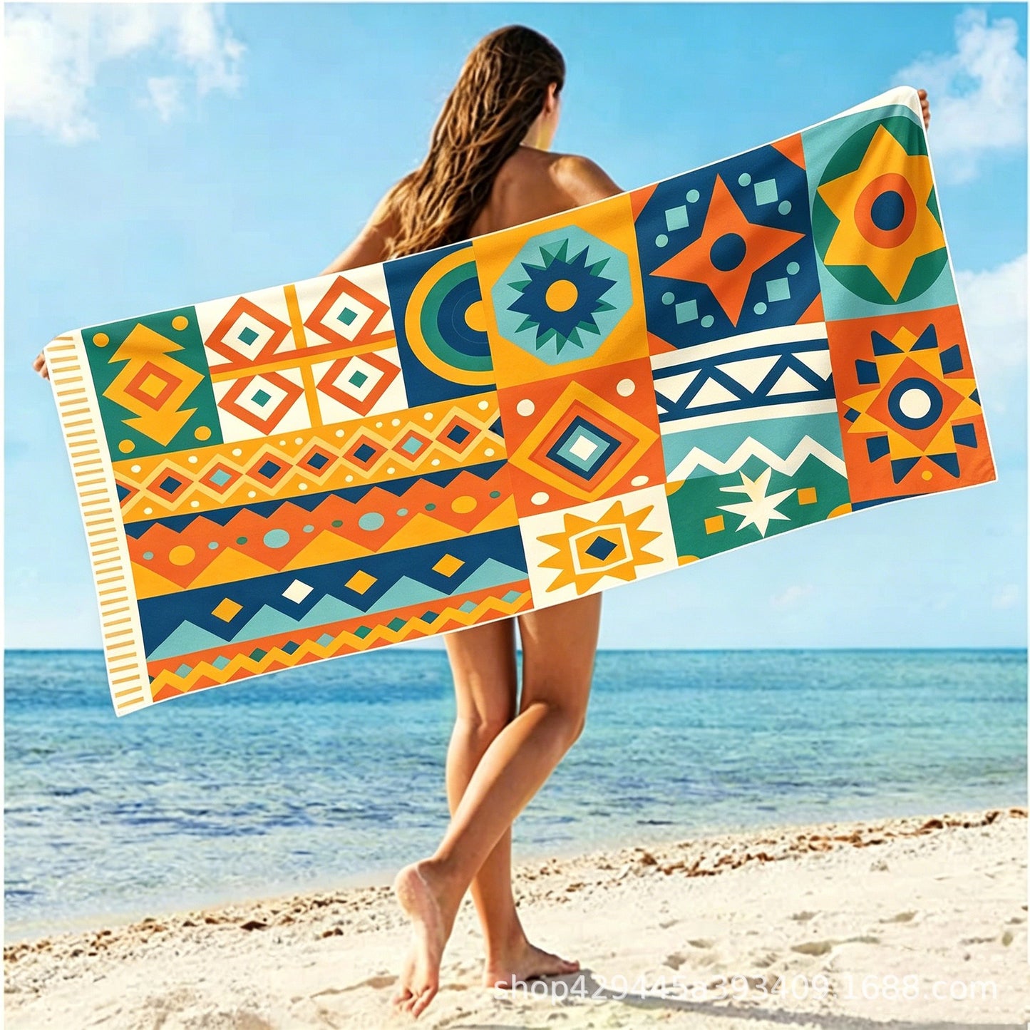 Damen Strand-Schnelltrockentuch mit buntem Design Brehn