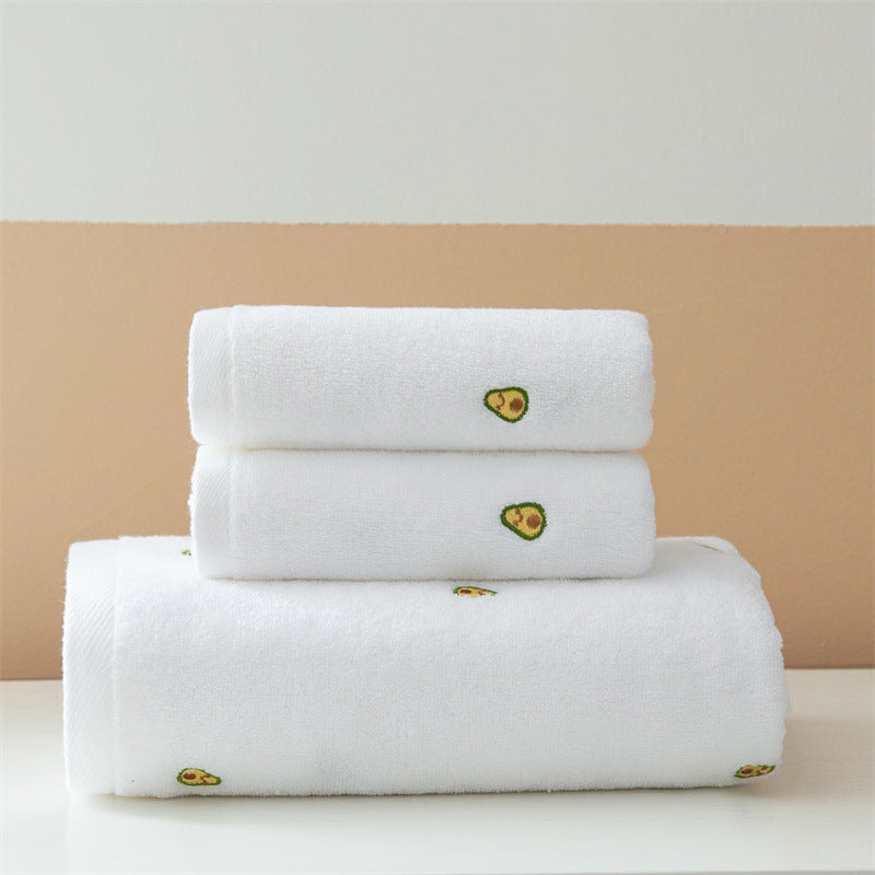 Hochsaugfähiges Hand- und Duschtuch-Set mit Avocado-Stickerei