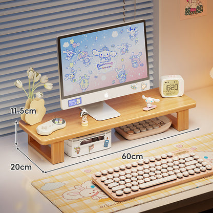 Bambus-Desktop-Monitorständer mit Unterregal-Tastaturlagerung und Kabelmanagement