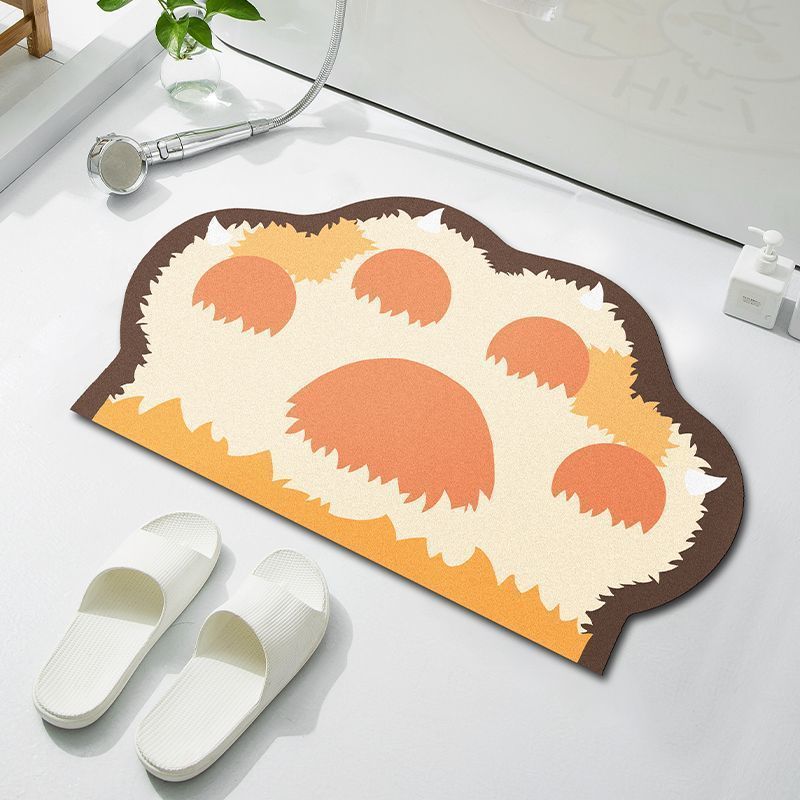 Cloud-Shaped Absorbent Microfiber Anti-Slip Bath Mat with Coastal Wave Print