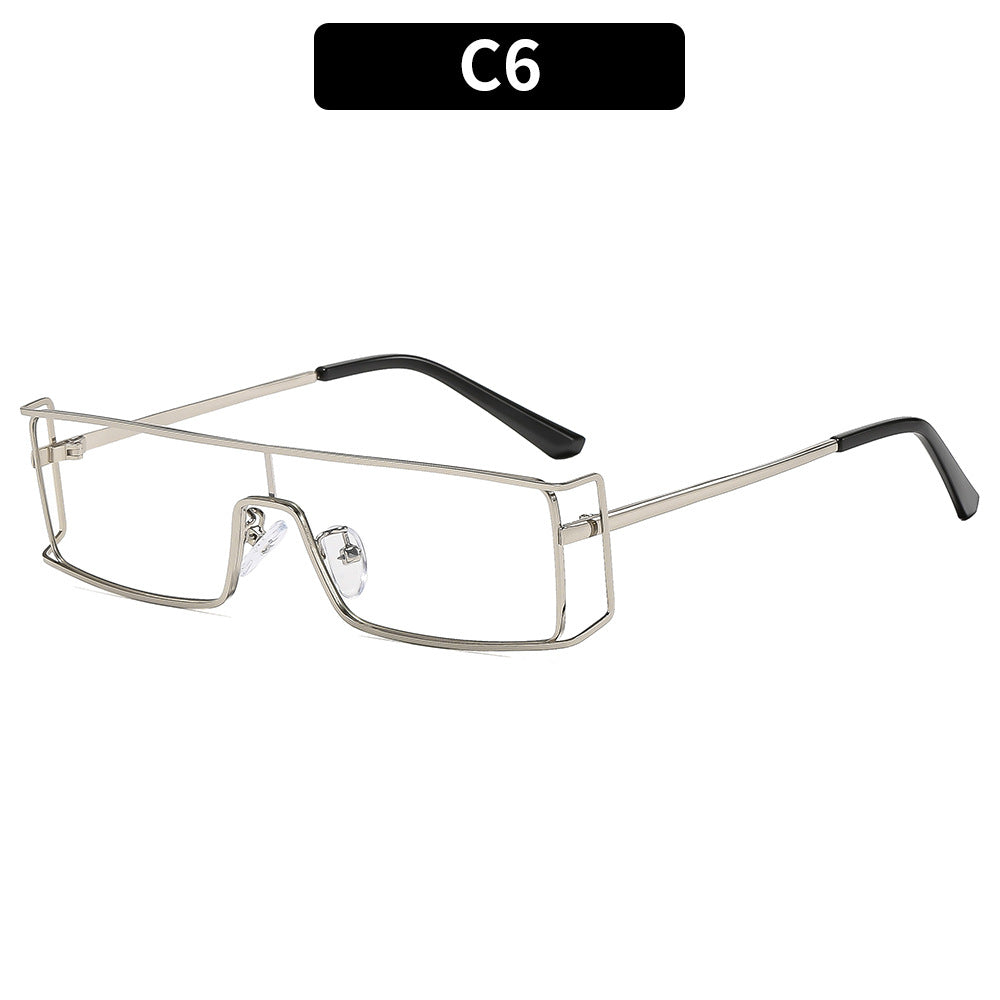 Geometrische Schild-Sonnenbrille mit luxuriösen Metallakzenten