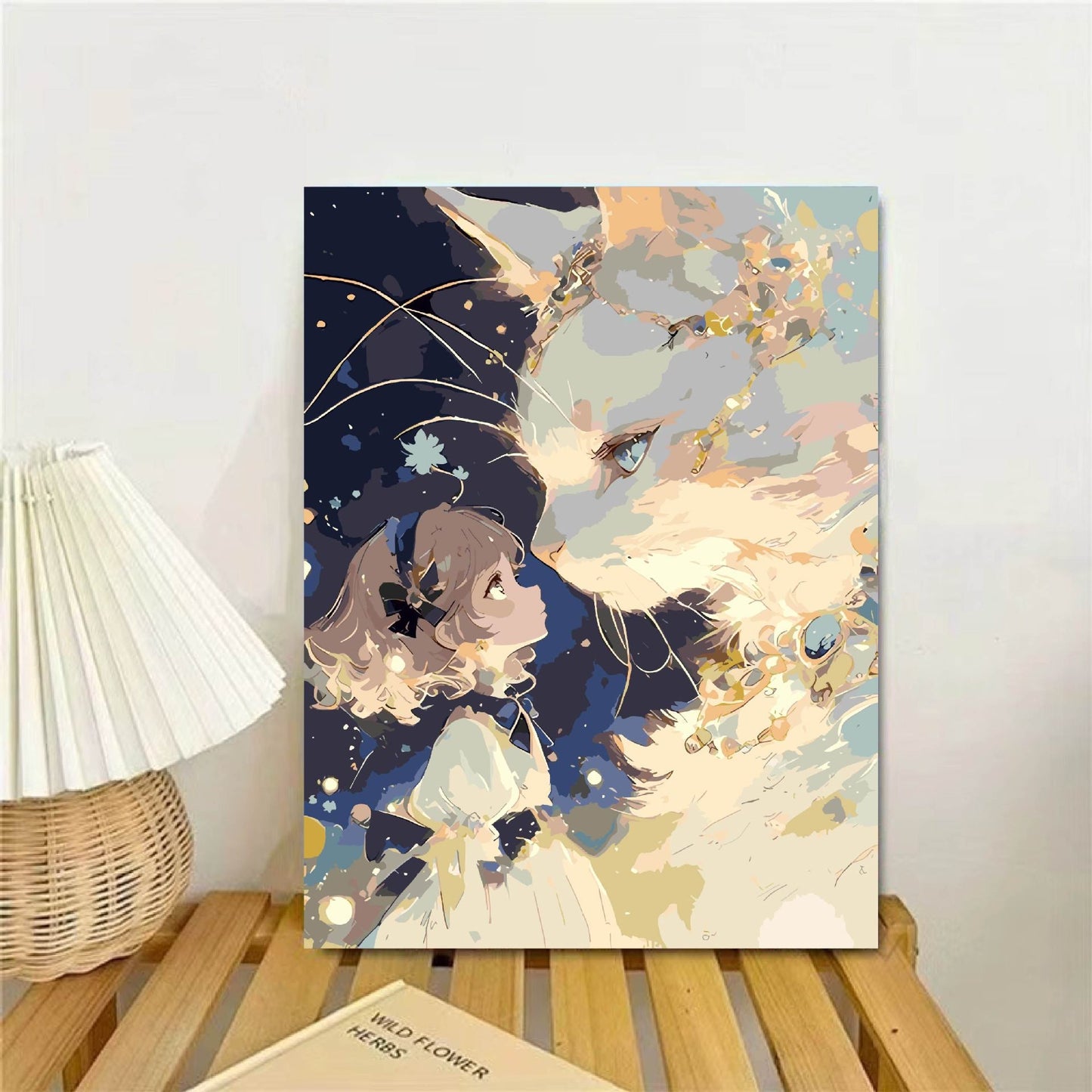 Verspielte Fantasie Katze und Mädchen Wandkunst Brehn