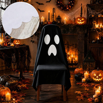 Halloween Stuhlhusse aus Baumwolle mit gespenstischem Gesicht und gezacktem Saum