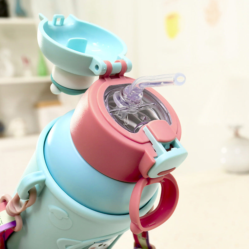 Damen Isolierte Trinkflasche mit kreativen Tiermotiven und ergonomischem Tragesystem Brehn