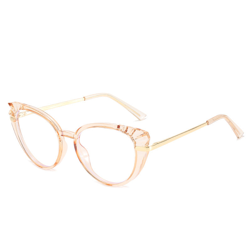 Damen Cat-Eye Korrektionsbrille mit glänzendem Kunststoffrahmen und goldenen Akzenten Brehn