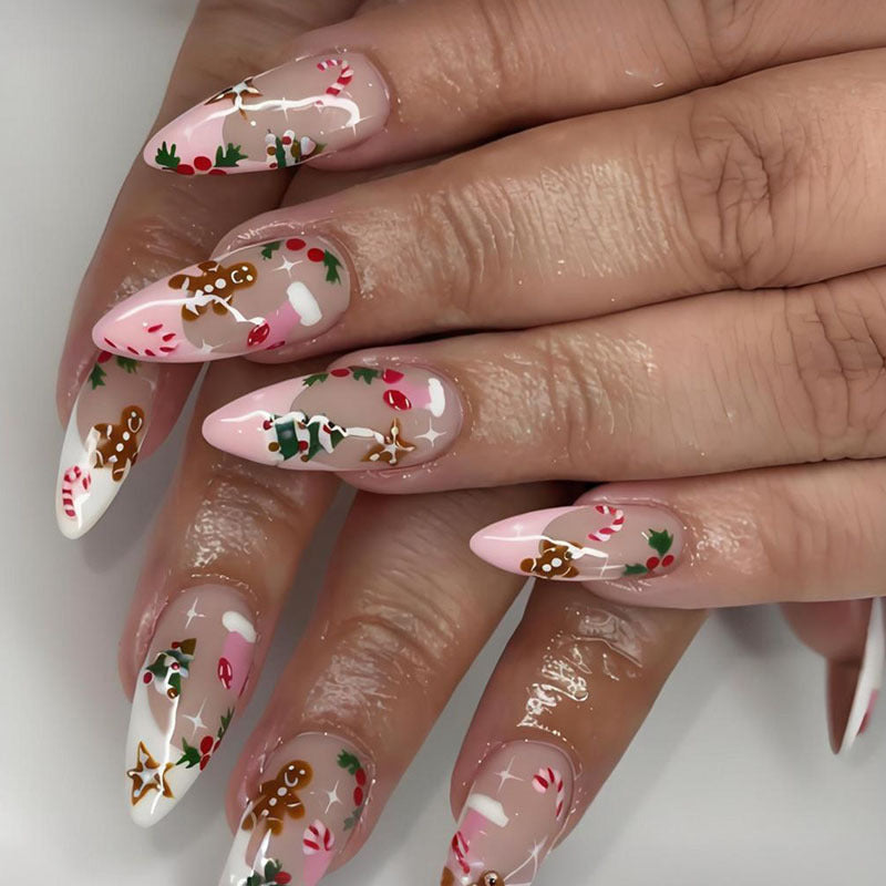 Kunstnagelset mit festlichen Weihnachtsmotiven und Glanz Brehn