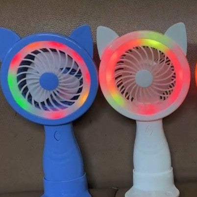 Unisex Tragbarer Handventilator mit kreativen Katzenohren und bunten LED-Lichtern Brehn