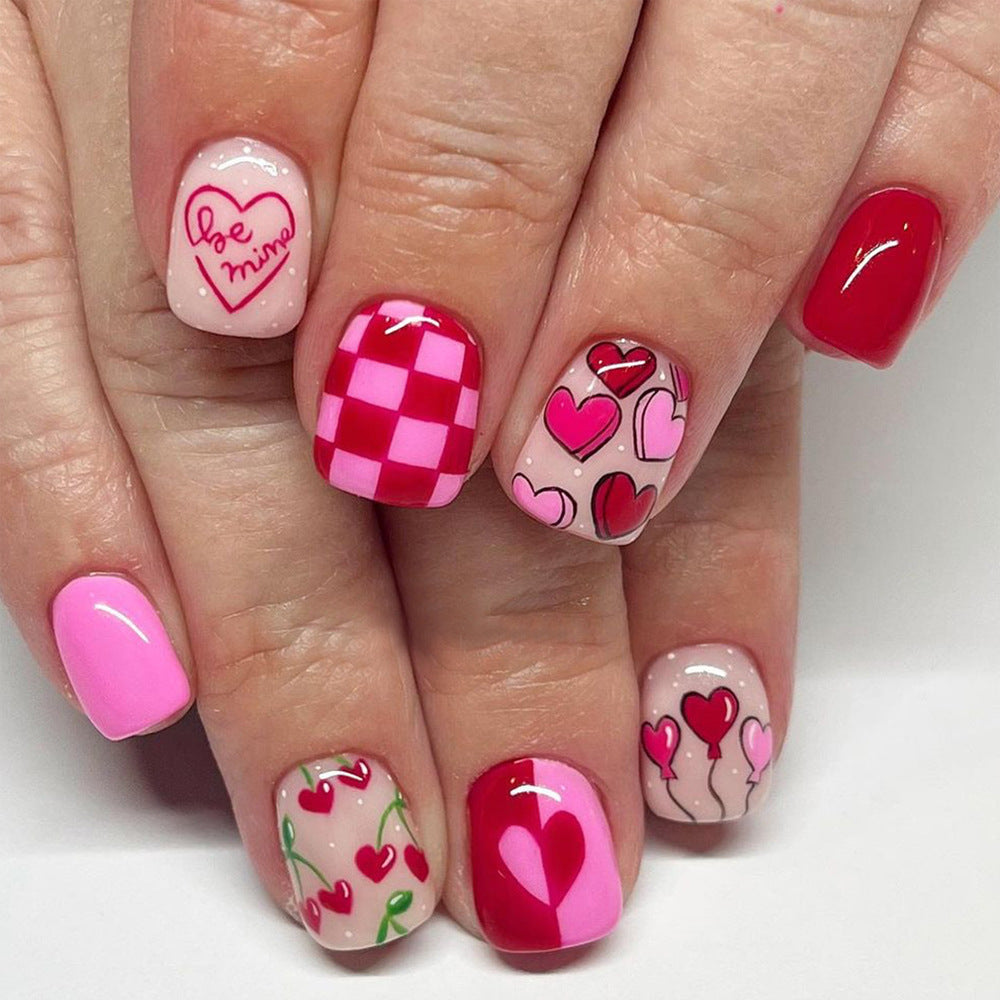 Künstlerisches Liebe-Themen Press-On Nagelkunst Set Brehn