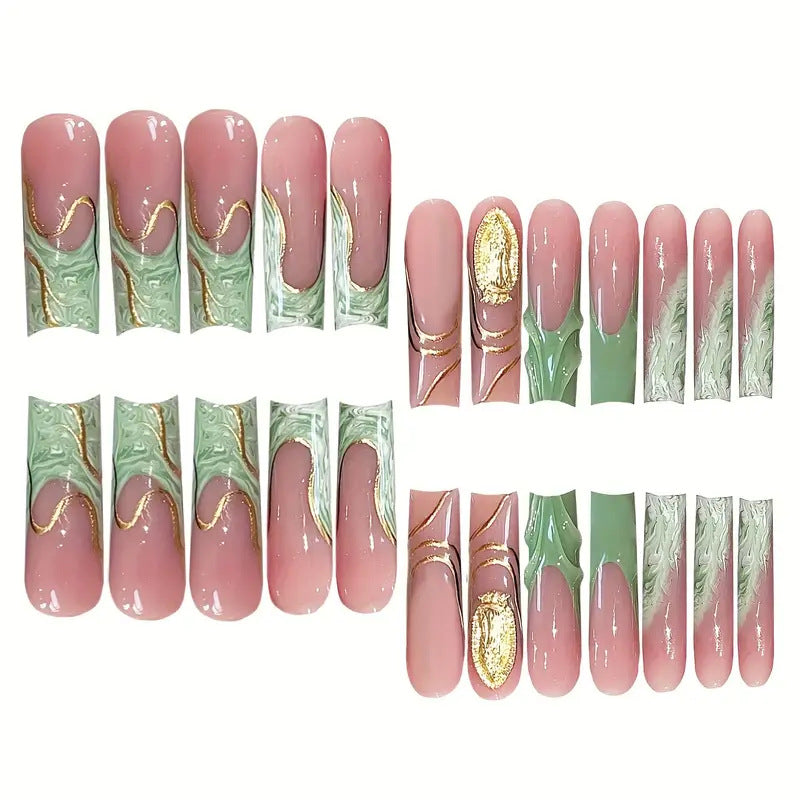 Luxe Marmorierte Press-On Nagelkunst Brehn