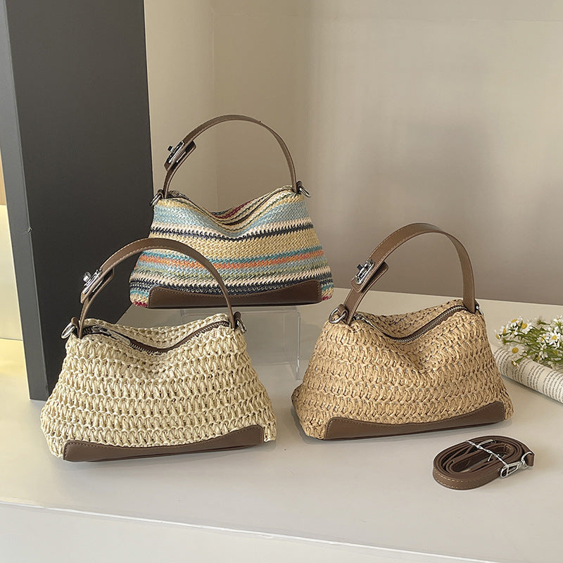 Stylische gestreifte gewebte Handtasche