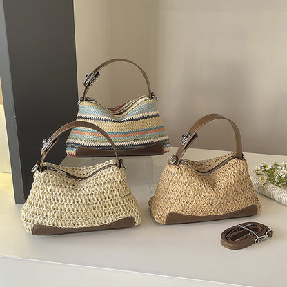 Stylische gestreifte gewebte Handtasche