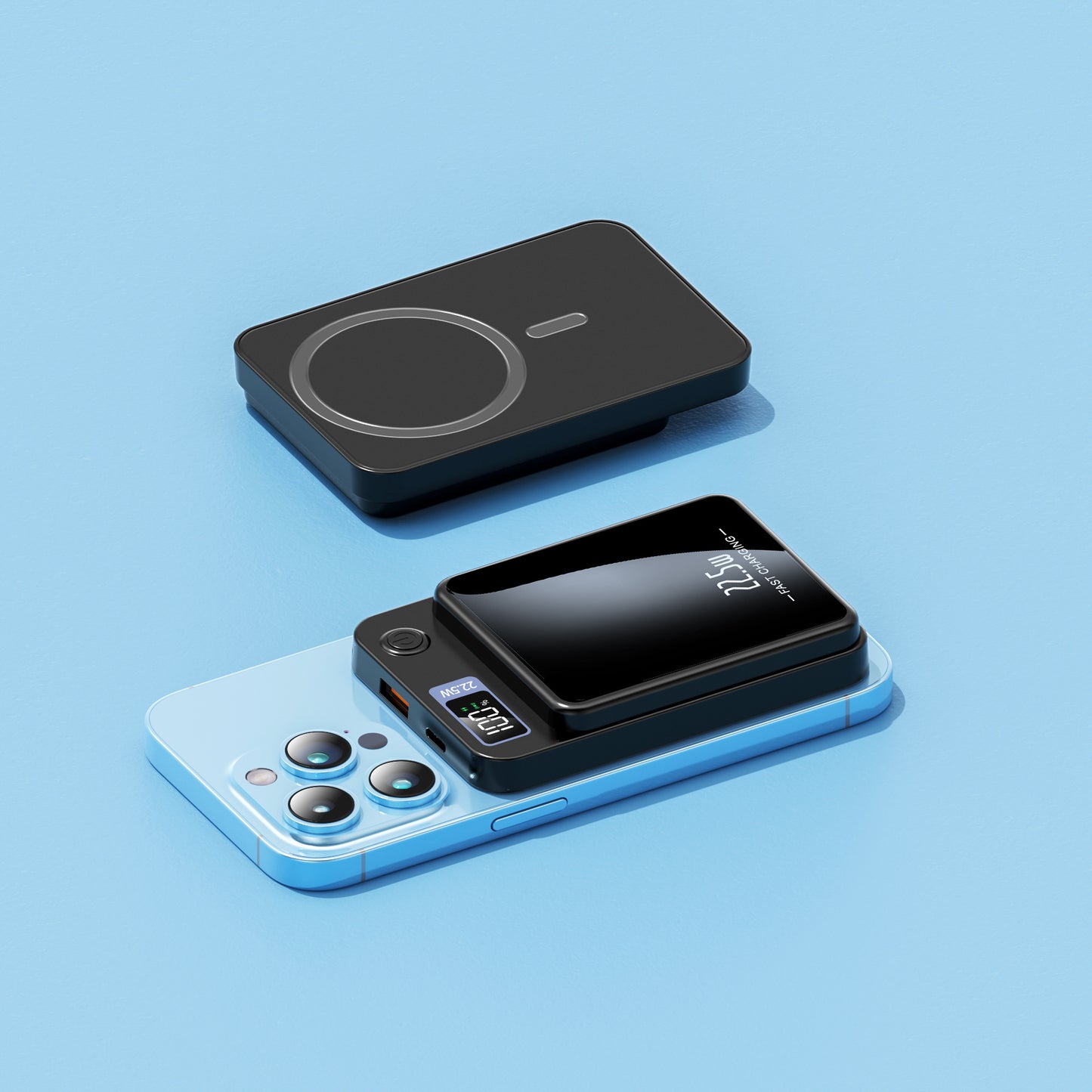 Tragbares Schnelllade-Powerbank mit LED-Display und Kabelloser Ladefunktion Brehn