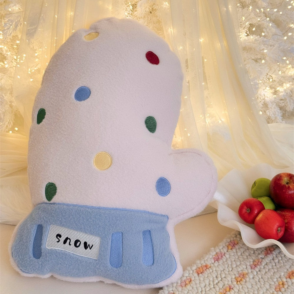 Kuscheliges Deko-Körperkissen mit aufgenähtem Schneemannmotiv
