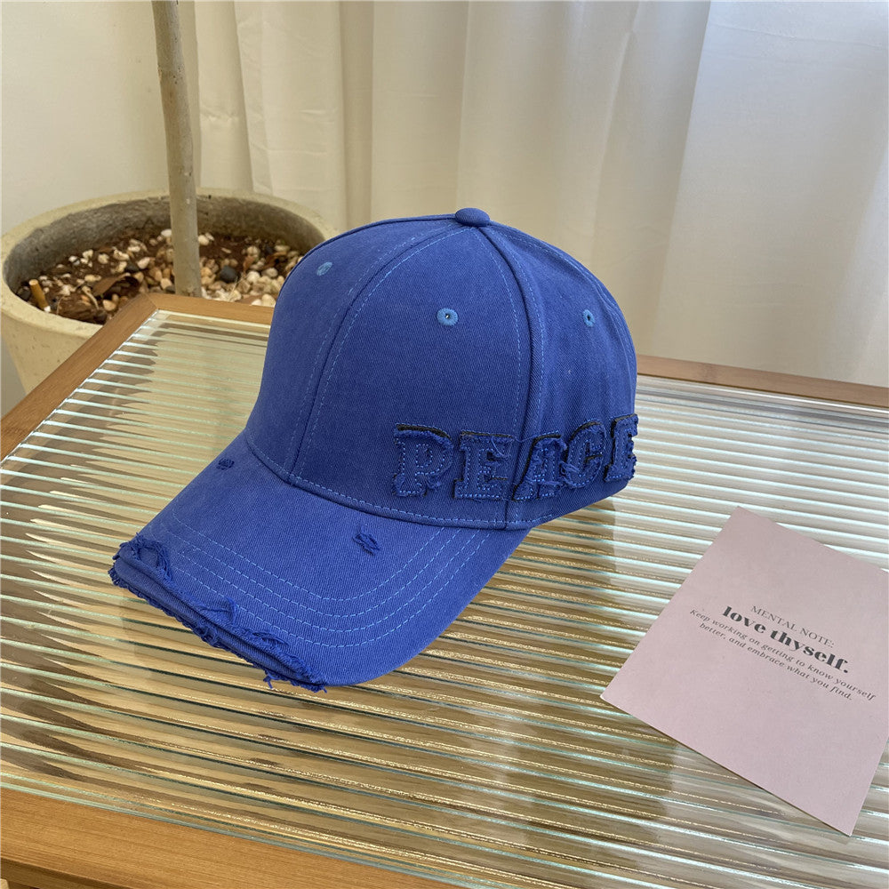 Damen Distressed Graphic Peace Baseball Cap Brehn