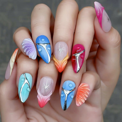 Künstlerische 3D Hasen- und Blumen-Nagelkunst Brehn