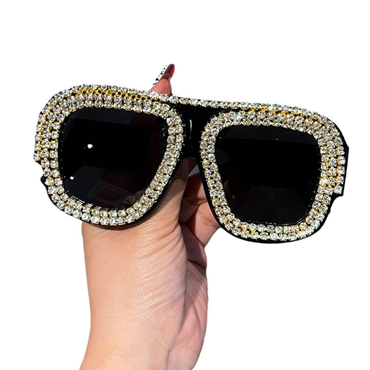 Damen Glamouröse Sonnenbrille mit extravagantem Kristallrahmen Brehn
