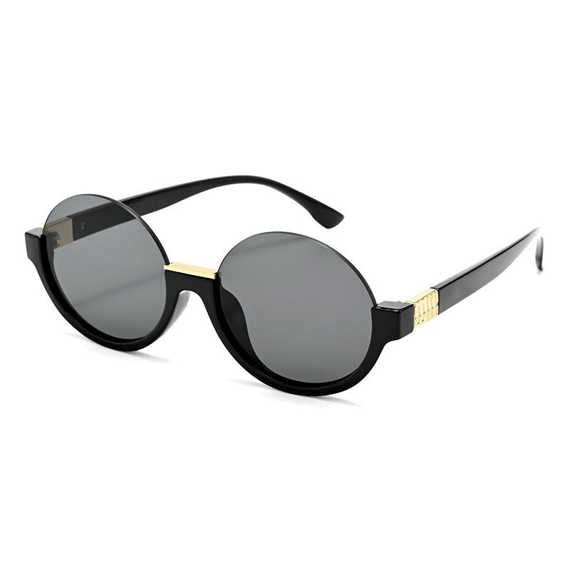 Damen moderne runde Sonnenbrille mit eleganten Akzenten und UV-Schutz Brehn