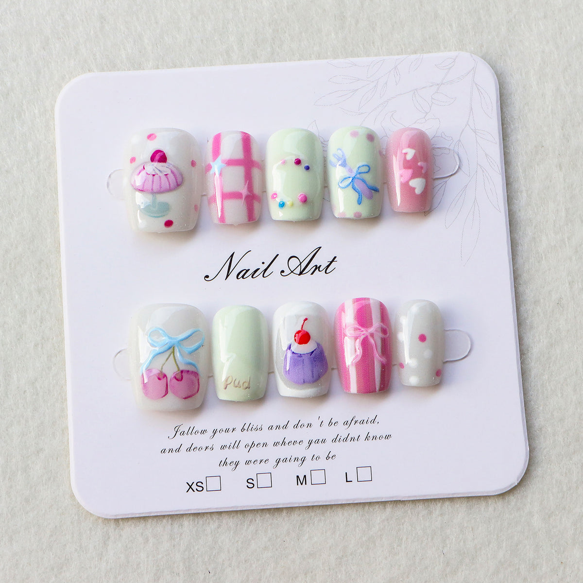 Verspielt Dessert-inspirierten Press-On-Nagelkunst