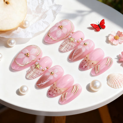 Verzierte Press-On-Nagelset