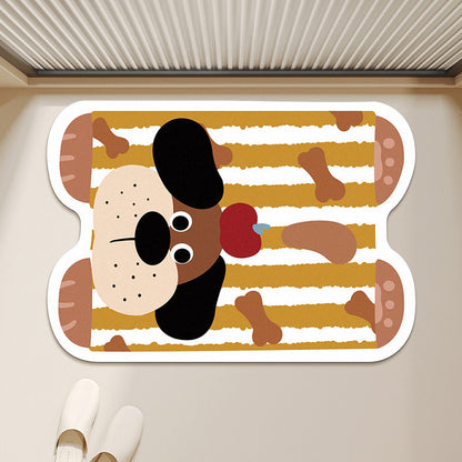 Cute Panda-Shaped Anti-Slip Absorbent Microfiber Bath Mat with Polka Dot Print