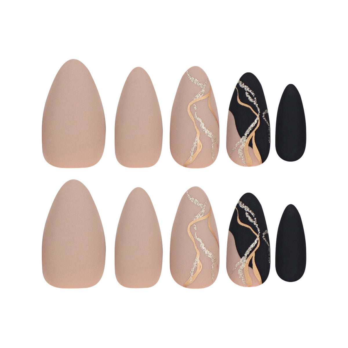 Kunstvolle Nageldesigns mit elegantem Goldakzent Brehn