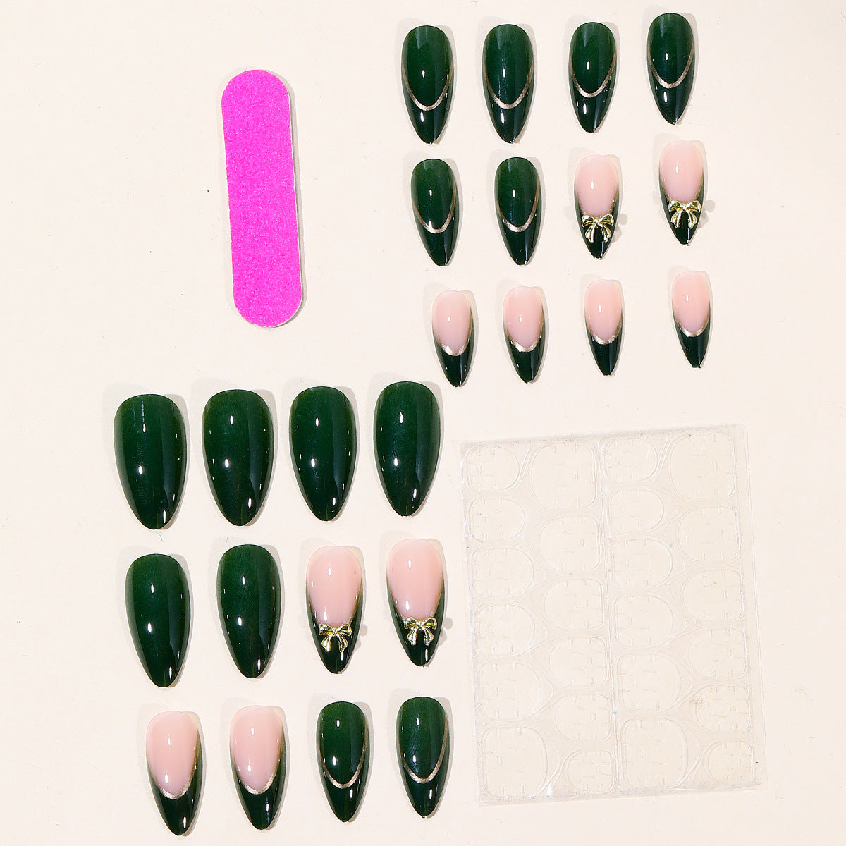 Elegante Stiletto-Gel-Nagelkunstverlängerungen mit dekorativen Schleifen Brehn