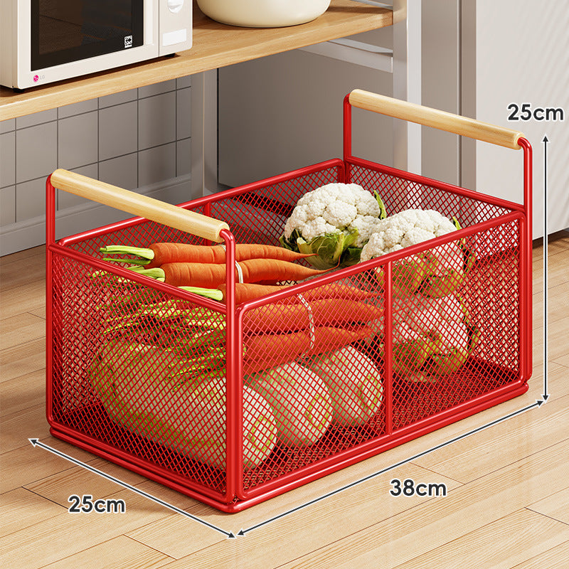 Rollwagen aus Mesh mit Holzgriffen