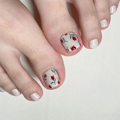Blumenmuster Pediküre Nagelkunst