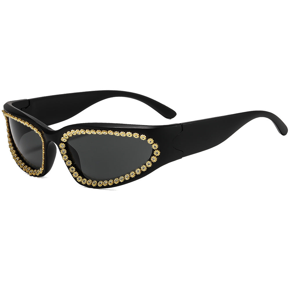 Damen modische Sonnenbrille mit glamourösem Kristallrahmen Brehn
