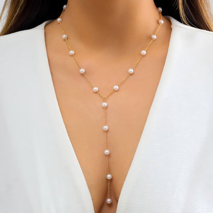 Elegante Perlen-Lariat-Halskette Brehn