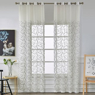 Transparenter Gardinenvorhang Voile mit abstrakter Stäbchen‑Stickerei Brehn