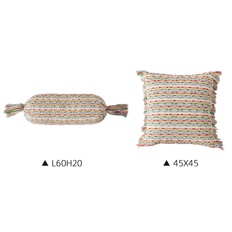 Wohnliches Kissen-Set aus gewebtem Baumwollmix mit Zylinderrolle und Quasten Brehn
