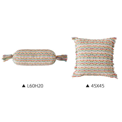 Wohnliches Kissen-Set aus gewebtem Baumwollmix mit Zylinderrolle und Quasten Brehn